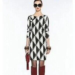 Diane Von Furstenberg Lorah Silk Long Sleeve Mini Dress Hound Aztec Print 8